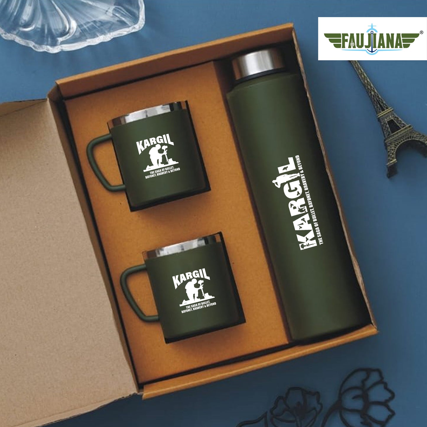 Kargil War - Bottle Cup Set Green