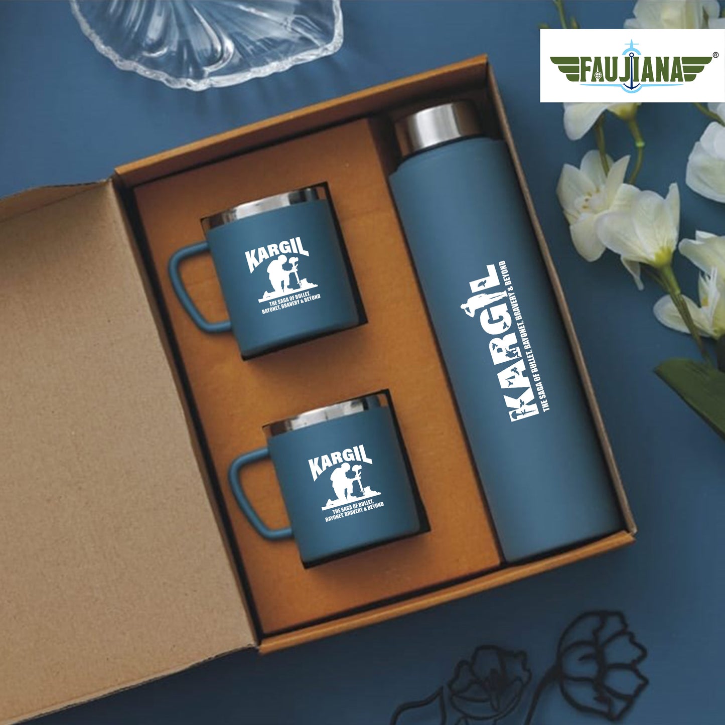 Kargil War - Bottle Cup Set Blue