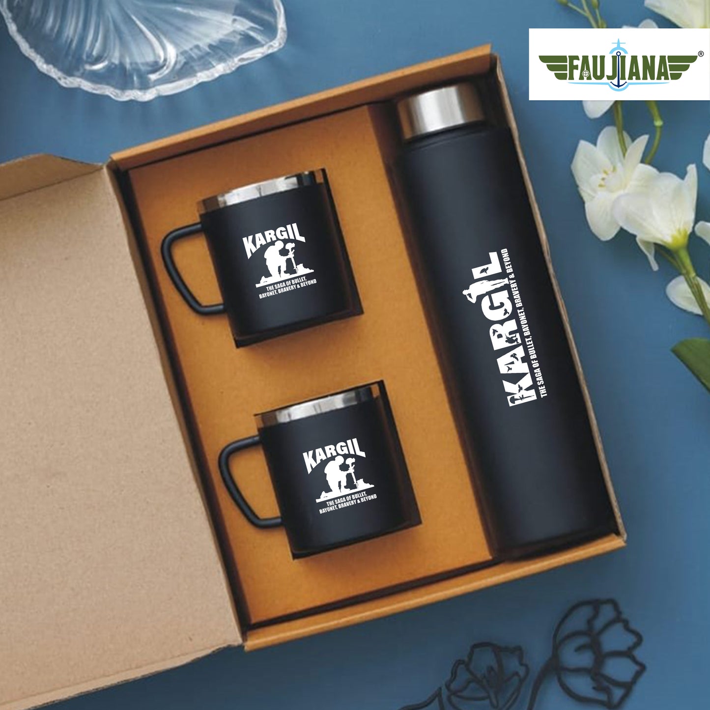 Kargil War - Bottle Cup Set Black